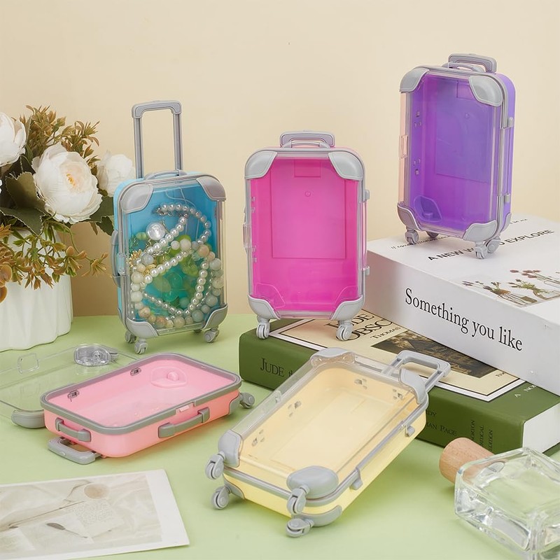 FINGERINSPIRE Pack of 5 Mini Suitcase Storage Boxes Made of