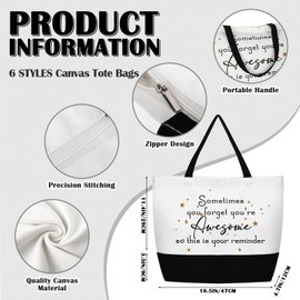 Cunno 24 Pcs Thank You Canvas Tote Bags with Handles for Women Employee Appreciation Gift Bulk Retirement Gifts Motivational Makeup Bags for Students Teacher Coworkers Staff