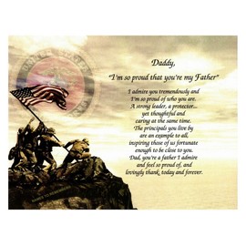 Cazual Creations Marines Gift for Daddy I'm so Proud You're My Father Sentimental Poem Veterans Day Christmas Birthday Father's Day
