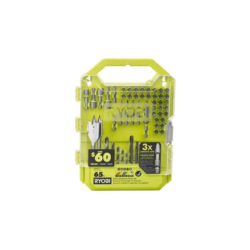RYOBI Screwdriver Drill and Impact Drive Bit set (65-Piece) Drive