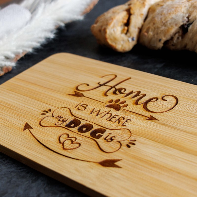 Spruchreif Bamboo Breakfast Board with Engraving, Bread Board with Engraving,