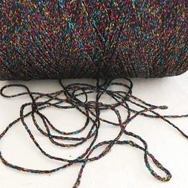 Clisil 100gram DIY Black Colorful Lurex Thread Shining Yarn Glitter Sparkle Yarn Metal Yarn DIY Fancy Sparkle Yarn Crochet Knitting Sweater Scarf Bag Yarn Accessory Yarn