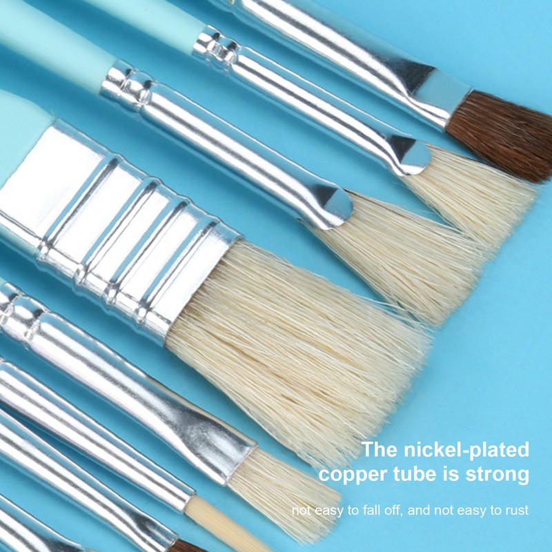 12Pcs Art Paint Brushes Drawing Fan Shaped Artist Brush Long