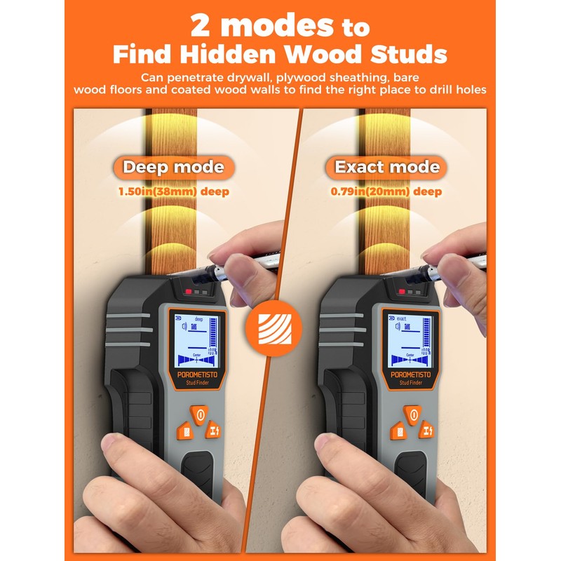 6-in-1 Stud Finder Wall Scanner, POROMETISTO DSF01 Wall Stud Finder