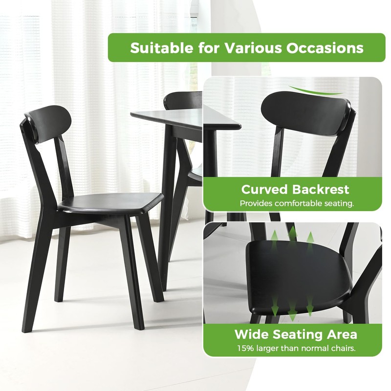 DELAVIN Soild Wood Dining Chairs Set of 2, Oak Wood
