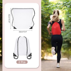 PATIKIL Drawstring Backpack Bags, 2 Pack Sports Cinch Sack Draw String Bag for Sports Gym Yoga Travel Swimming Beach, White
