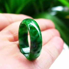YZDKJ Jade Ring Natural Burmese Jadeite Ring Jewellery Fine Jewellery Dry Flower Green Finger Ring Emerald Men's and Women's Ring (Gem Colour: Inner Diameter 18 mm), Jade