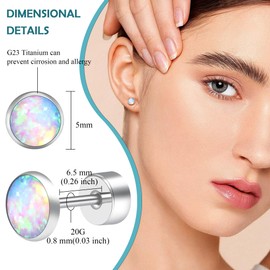 ZDE Titanium Flatback Earrings for Women Opal Blue Pacific Stud Earrings Flat Back Women Hypoallergenic Cartilage Flatback Earring Tragus Helix Conch 3mm-5mm (Multi Green, 4MM)