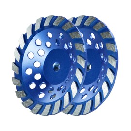 SALI 7 Inch 2pcs Concrete Grinding Wheels 20 Turbo Diamond Segments 5/8-11 Arbor Diamond Grinding Wheel Fit for Paint, Epoxy, Mastic, Coating Removal