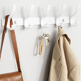 Coat Rack Wall Mount, Heavy Duty Coat Rack Hooks for Hanging, White