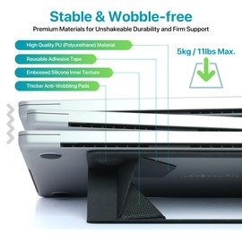 Afterplug Stick On Laptop Stand with 2 Adjustable Heights, Reusable Adhesive and Wobble-Free Design, Support up to 16 inch Laptops