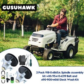 GUSUHAWK 2 Pack Greased 918-04865A Deck Spindle Kit with 954-04219 Belt 490-900-M061 Deck Wash Kit Replace 918-04636 Deck Spindle for Cub Cadet LTX1045 LTX 1045 LTX1046 LTX 1046 LT2000 LT 2000 Tractor