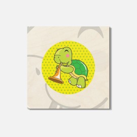 Unbranded Funny Turtle Music Animal 4'' X 4'' Square Wooden Coaster