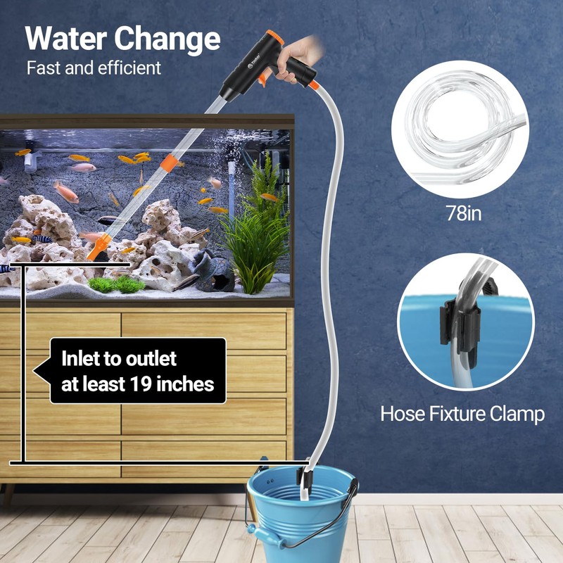 132GPH Manual Aquarium Gravel Cleaner, Fish Tank Siphon Vacuum Cleaner