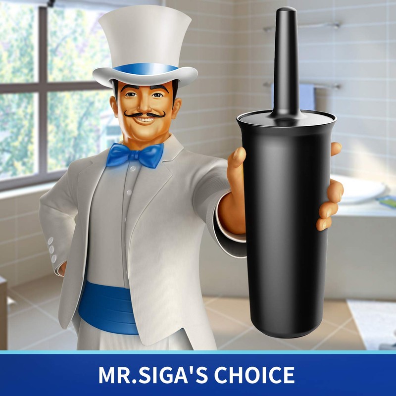 MR.SIGA Toilet Bowl Brush and Holder for Bathroom, Black, 1