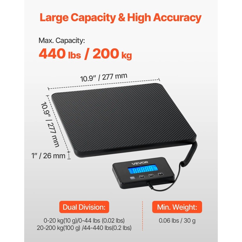Dual Accuracy Postal Scale 200 Kg Lcd Display Hold Function
