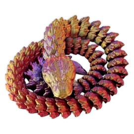 3D Printed Snake Articulated Crystal Snake Flexible ADHD Fidget Toys 3D Aquarium Decoration Desk Toy Autism Toys Desk Decor Office Toys Rainbow 30cm Multi Colour (Red/Gold/Purple)