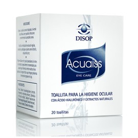 Acuaiss Eyelid Cleansing Wipes with Hyaluronic Acid, Aloe Vera and Bisabolol - Pack of 20