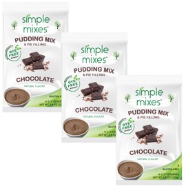 Simple Mixes Natural Instant Pudding & Pie Filling Mix, Healthy Snack, Chocolate, Gluten and Dye-Free, No Fat, or Lactose, Kosher, 3 Pack