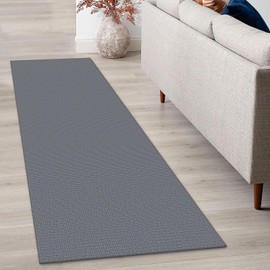 EARTHALL Boho Runner Rug 2x6 Ft Washable Runners for Hallways Cotton Rubber Backed Kitchen Runner Braided Indoor Floor Carpet Runners for Entryway, Hallway, Kitchen, Bedroom, Gey