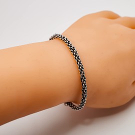 Treasure Bay Womens Mens 925 Sterling Silver Bangle Bracelet Slim Twisted Silver Torque Bangle