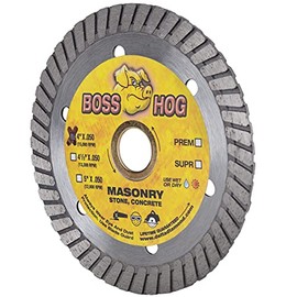 Delta Diamond Boss Hog Turbo Premium 4-Inch Diamond Blade for Masonry, Concrete, Dry Cutting, Continuous Rim, 7/8"-5/8" Arbor (4")