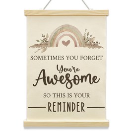 dsjaidh Sometimes You Forget You Are Awesome Poster Hanger Frame-Boho Wildflower Canvas Artwork With Wooden Frame-Inspirational Quotes Hanging Banner-Wall Hanging Prints Decor Gift For Friends-A09