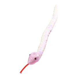 Zugar Land Colorful Sequin Plush Snakes (26") Reversible Double-Sided Color Changing Sequin. Jungle Animal Birthday Party Favor, Room Decor (White/Pink)