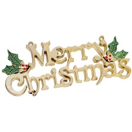 NT-ling Designs Merry Christmas Signs, Decorative Glittery Hanging Signs，Gold Merry Christmas Tree Wreath Decorations Accessories Hanging Ornaments