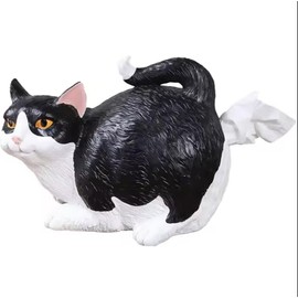 Sprint4deals Funny Cat Butt Tissue Box Cover Dispenser and Mini Trash Can – Cute Cat Shaped Tissue Paper Holder Decorative Bathroom Organizer for Toilet, Bedroom, Vanity, or Office Desk Decor (Black)