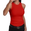 GEMBERA Womens Sleeveless Racerback High Neck Basic Ribbed Knit Fitted
