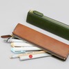 Slip-on Zipper Pencil Case S Rio Italian Leather Leather Navy