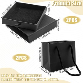 Pack of 2 Jewellery Gift Box, Small Bracelet Gift Box, Small Jewellery Box, Jewellery Box with 2 Gift Bags, Square Jewellery Packaging, Gift Box for Necklace, Earrings, Bracelet