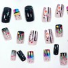 Colorful Pattern Press on Nails Gradient Design Fake Nails Medium