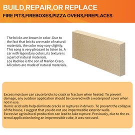 6PCS Fire Brick, Size 9" X 4-1/2" X 1-1/4", Wood Stove Bricks,Fire Bricks, Fireplace Brick, Fire Bricks for Fireplace,Wood Stove.