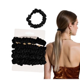 5 Satin Silk Hair Ties - Elastic Hair Bands, Hair Ties, Ponytail Holders Soft, Smooth and Damage-Free, Perfect for Thick and Curly Hair Ponytails. Suitable for Women and Girls