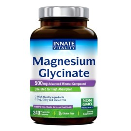 Innate Vitality Magnesium Glycinate 500 mg, Chelated for Maximum Absorption, 240 Veggie caps