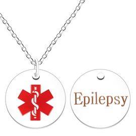 JunyiDIY Epilepsy Medical Necklace Quick Response Durable Waterproof ID Life Alert Medical Jewelry for Him Her YA4678