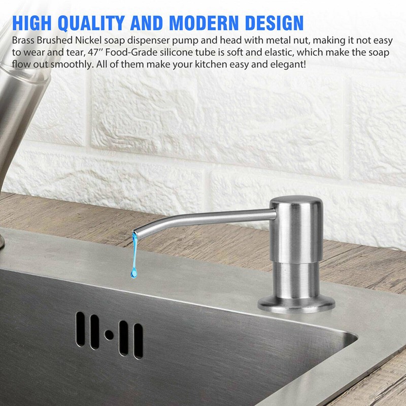 Sink Soap Dispenser Kit with Silicone Tube Stainless Steel Electroplating