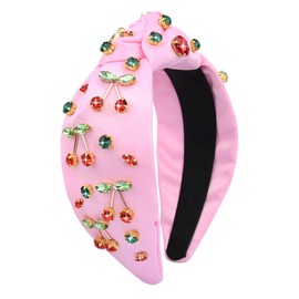 Gledola Wide Pink Headbands Knotted hair band Hairpiece for Women (Pink-Satin, Wide)