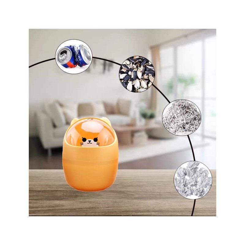 Mini Trash Can, Cute Animal Desktops Trash Bin with Lid,