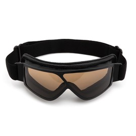 evomosa Motorcycle Goggles Vintage Anti Fog PU Leather Goggles Dustproof ATV Off Road Motorcycle Goggles Protection for Riding Motorcross Classes Aviator Goggles for Men Women Adults (Black Lens)