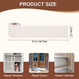 MECCANIXITY Wood Grain Repair Tapes, 2 Inch x 33 Feet Self Adhesive Wood Grain Tape Multi-Purpose Wallpaper Border Trim for Furniture Floors Windows Doors Tables Home DIY Projects, White
