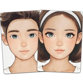 DELORIGIN 2pcs Face Painting Practice Board A4 Reusable Makeup Painting Practice Board Painting Exercise Template Stage Makeup Painting Tool Facial Painting Supplies for Makeup Beginner (Boy&Girl)