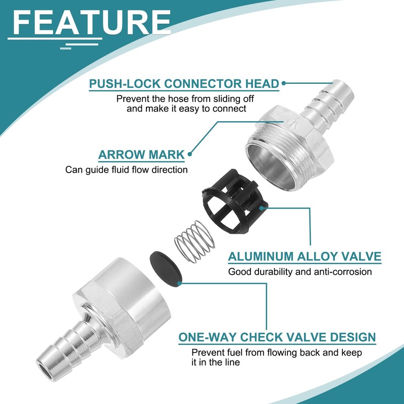 uxcell 10mm (3/8") Fuel Check Valve, Non-Return One Way Check