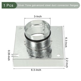 YOKIVE Duct Connector Flange, Galvanized Steel Air Ducting Mounting Plate with Rubber Gasket, Great for Heating Cooling Ventilation HVAC Exhaust Fan System(3 Inch, Silver Tone)