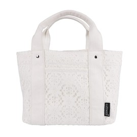 Liz Days Tote Bag, Mini Bag, Dividers, Convenient, Multiple Storage, Lace, Canvas, natural