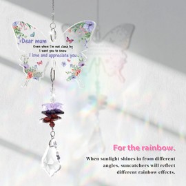 Funnli Gifts for Mum, Suncatcher Mum Birthday Gifts, Butterfly Acrylic Crystal Suncatcher Mummy Presents, Ideal Mothers Day, Birthday, Thanksgiving Day Wind Chime Presents for Mummy/Mother