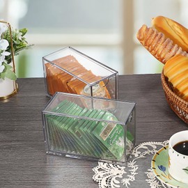 IGNPION 2 Layer Tea Organizer Drawer Box , Acrylic Kitchen Coffee Capsules and Tea Bag Holder with 2 Drawer, Stackable Small Desktop Storage Drawer for Office, Batheroom, Dresser
