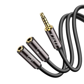 J&D 3.5 mm to 2 x 3.5 mm Cable, Gold-Plated [Copper Casing] [Heavy Duty] 3.5 mm 1/8 TRRS Male to 2 x 3.5 mm 1/8 TRS Female Plug Headphones Microphone Audio Y Splitter Cable - 0.2 m